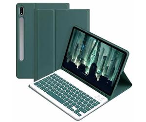 CLALOC Etui Clavier pour Samsung Galaxy Tab A7/A8 S8U S9U Tablet Protective Case Bluetooth Wireless Detachable Keyboard for Galaxy Tab S9+ S8+ S7+ Tablet Cover,Dark Green,S8Plus 12.4