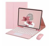 CLALOC Etui Clavier pour Samsung Galaxy Tab A9+ 2023 11" avec Souris, Smart Soft Case avec Pavé Tactile Bluetooth, Étui Clavier sans Fil Détachable pour Tab A9 Plus avec Support pour Crayon,Rose