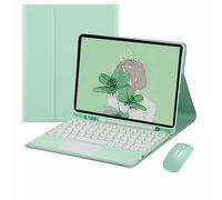 CLALOC Etui Clavier pour Samsung Galaxy Tab A9+ 2023 11" avec Souris, Smart Soft Case avec Pavé Tactile Bluetooth, Étui Clavier sans Fil Détachable pour Tab A9 Plus avec Support pour Crayon,Vert