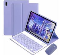CLALOC Etui Clavier pour Samsung Galaxy Tab S7 FE /S7 Plus/S8 + 12.4" avec Souris,Smart Soft Case with Bluetooth Keyboard,Detachable Wireless Keyboard Tablet Cover with Pencil Holder,Violet