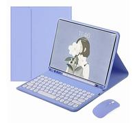 CLALOC Étui Clavier pour Samsung Galaxy Tab S9FE+ 2023 12.4" avec Souris Housse De Clavier sans Fil Bluetooth Magnétiquement Détachable pour Galaxy Tab S9 FE+ avec Support pour Stylo S,Violet