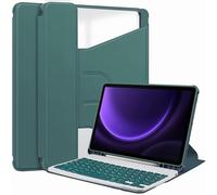 CLALOC Etui Clavier Rotatif 360 pour Samsung Galaxy Tab S9 FE 10.9 Pouces, Stand Vertical, Clavier Magnétique Détachable, Slim Folio Smart Cover avec Clavier,Dark Green