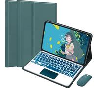 CLALOC Keyboard Étui pour Xiaomi Redmi Pad SE 11Inch 2023 avec Mouse,Clavier sans Fil Bluetooth Détachable Housse De Protection pour Stylet, Pavé Tactile 7 Couleurs Rétro-Éclairé,Dark Green