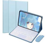 CLALOC Keyboard Étui pour Xiaomi Redmi Pad SE 11Inch 2023 avec Mouse,Clavier sans Fil Bluetooth Détachable Housse De Protection pour Stylet, Pavé Tactile 7 Couleurs Rétro-Éclairé,Bleu