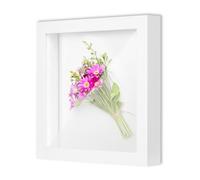 CLAMARO Cadre Photo 3D à Remplir, 50x60 cm, Blanc Mat, Panneau Arrière HDF | Profondeur intérieure 2 cm pour souvenirs, Vitre acrylique au lieu du verre, Crochet Dentelé Métallique, Fixation Murale