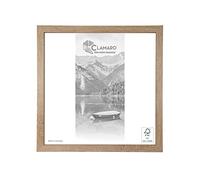 Clamaro Cadre photo carré 16 x 16 cm, fait à la main, chêne Sonoma, cadre moderne en bois MDF avec vitre en verre acrylique, panneau arrière et crochet de suspension en métal (horizontal et vertical)