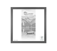 Clamaro Cadre photo carré 17 x 17 cm fait main en acier gris - Cadre moderne en bois MDF avec vitre en verre acrylique, panneau arrière et crochet de suspension en métal (horizontal et vertical)