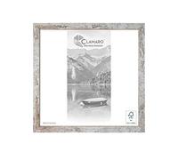 Clamaro Cadre Photo Pêle-Mêle, 12x12 cm, Blanc Vintage, Verre Acrylique | Format Extérieur env. 16,8x16,8 cm, Moulure Bois MDF, Panneau Arrière HDF, Crochet Métallique pour Portrait et Paysage