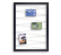 CLAMARO "Collage Line" Porte-photo 60x80 cm | Noir Mat | Cadre photo vertical avec bande de jute et pinces en bois | Idéal pour une galerie de collage photo, mur de photos ou cadre photo