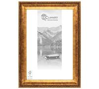 CLAMARO 'Franz' Cadre photo antique (DIN A4) 21 x 29,7 cm en bois massif bronze vieilli shabby chic vintage baroque Cadre en bois avec verre acrylique, paroi arrière, crochet de suspension (format