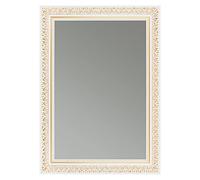 CLAMARO Friedrich Miroir mural vieilli 60 x 130 cm avec cadre | Blanc doré | Miroir baroque shabby chic vintage avec cadre en bois | Miroir baroque avec crochet en métal et matériel de montage