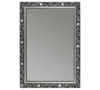 CLAMARO Ludwig Miroir mural vieilli 80 x 155 cm avec cadre | Noir Gris argenté | Miroir baroque shabby chic vintage avec cadre en bois | Miroir baroque avec crochet en métal et matériel de montage