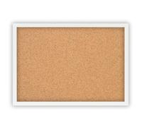 Clamaro « Memo » Tableau d'affichage en liège 40 x 30 cm avec cadre - Blanc mat - Tableau en liège avec cadre photo en bois MDF et crochets de suspension en métal (format Qer et portrait) - Avec 10