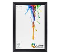 CLAMARO 'Neo Collage' Cadre photo DIN A0 (84,1x118,9) fabriqué à la main sur mesure | Noir Mat | Cadre photo design en bois MDF incl. verre acrylique et suspension métallique (format paysage et