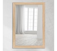 CLAMARO Neo Collage Miroir mural 30 x 60 cm avec cadre | Chêne naturel | Miroir moderne avec cadre en bois de 38 mm de large | Avec crochet de suspension en métal et matériel de montage mural
