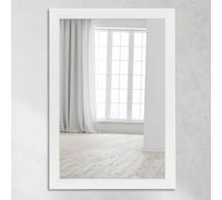 CLAMARO Neo Collage Miroir mural 60 x 80 cm avec cadre - Blanc mat - Miroir moderne avec cadre en bois de 38 mm de large - Avec crochet de suspension en métal et matériel de montage mural