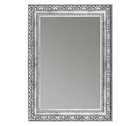 CLAMARO OTTO Miroir mural vieilli 30 x 40 cm avec cadre | Gris argenté | Miroir baroque vintage avec cadre en bois | Miroir baroque avec crochet en métal et matériel de montage