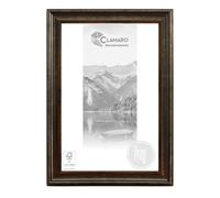 CLAMARO PRAG Cadre photo antique 100 x 140 cm en bois massif argenté vieilli Barre de 60 mm de large Shabby Chic Vintage Baroque Cadre en bois avec verre acrylique, paroi arrière, crochet de