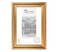 CLAMARO RIGA Cadre photo antique 80 x 120 cm en bois massif doré - 68 mm de large - Style shabby chic vintage baroque - Cadre en bois avec verre acrylique, paroi arrière, crochet de suspension en