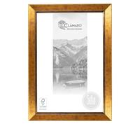 CLAMARO Sofia Cadre photo antique 35 x 102 cm en bois massif Doré Baguette baroque shabby chic vintage Largeur 50 mm Cadre en bois avec verre acrylique, panneau arrière, crochet de suspension en métal