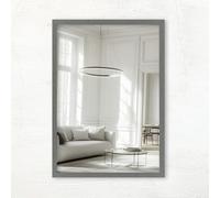 CLAMARO Vision Miroir mural 65x100 cm Gris acier avec cadre, 300+ tailles au choix, miroir en verre véritable installable en mode portrait et paysage - fabriqué à la main en Allemagne