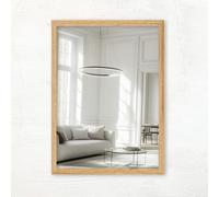 CLAMARO Vision Miroir mural 70x120 cm Chêne Catania avec cadre, plus de 300 tailles au choix, miroir en verre véritable installable en format portrait et paysage - fabriqué à la main en Allemagne