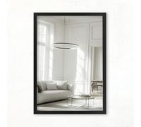 CLAMARO Vision Miroir mural 85 x 95 cm noir mat avec cadre, plus de 300 tailles au choix, miroir en verre véritable, montage portrait et paysage, fabriqué à la main en Allemagne