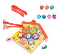 Clamp Bee Hive Game - 6.6 inch Wooden Preschool Toy | Color Matching Math Learning - Educational Bee Hive Set with Clips for Kids Toddlêrs Early Learning Fun Gift