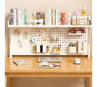 Clamp On Desk Organizer Shelf,Metal Desk Hutch for Computer Monitor,Computer Desktop Bookshelf with Pegboard,Adjustable Desk Extension Shelving Unit,for Office Home Dormitory(L60*43cm/24*17IN)