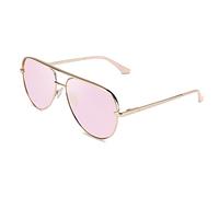 Clandestine - Lunettes de Soleil Unisexe - Modèle Pilot - Couleur Rose Gold - Verres Polarisants Anti-Reflets Roses - Monture Acier Inoxydable - 144 mm x 51 mm
