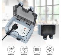 Clanmacy 4X prise extérieure Prise de jardin Outdoor Prise IP66 16A étanche à la poussière Prise murale 2 trous avec interrupteur