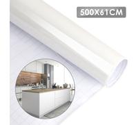 Clanmacy 500*61CM Film adhésif Porte Béton Film pour meubles Ardoise Armoire Papier peint autocollant Blanc