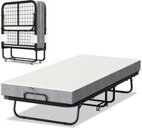 Clanmacy 90x200cm Lit d'invité pliable avec matelas jusqu'à 150kg, sur roulettes Design portable