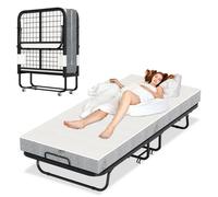 Clanmacy 90x200cm pliable Lit d'invité pliable avec matelas jusqu'à 150kg, sur roulettes Design portable