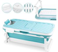 Clanmacy Baignoire adulte Baignoire pliante Baignoire pliante pour la douche Adulte SPA Badeeime Bleu 149x60x50cm