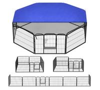 Clanmacy Enclos pour chien parc enclos modulable acier 8 panneaux 60x80cm porte verrouillable noir ENCLOS - CHENIL