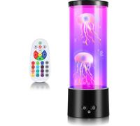Clanmacy Lampe LED méduse Lampe à lave 12 couleurs 4 modes d'éclairage Soulagement du stress et de l'anxiété Télécommande Lampe décorative à domicile Style sous-marin Océan Lumière de nuit confortable
