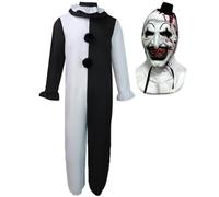 Claofoc Costume de Terrifier Art the Clown pour cosplay - Tenue adulte - Combinaison avec masque - Pour Halloween - Carnaval (costume de terrifier adulte, taille M)