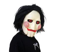 Claofoc Masque de clown effrayant pour Halloween - Masque de clown effrayant - Avec cheveux - En latex - Costume de carnaval - Cosplay - Saw