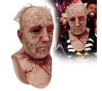 Claofoc Masque de zombie effrayant col fendu , masque borgne effrayant horreur casque réaliste visage pourri Halloween Cosplay Accessoires