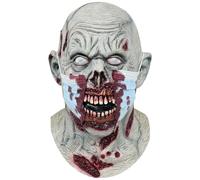 Claofoc Masque de zombie - Masque effrayant avec yeux blancs - Halloween effrayant - Horreur - Walking Dead - Monstre - Démon - Zombie - Coiffe de cosplay pour adultes