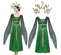 Claofoc Medusa Costume de déesse grecque pour adulte - Avec serpent doré - Robe de Medusa - Pour Halloween, carnaval, cosplay, fête
