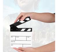 Clap Boards, 15 X 16,5 X 5 CM Mini Acrylique Directeur Professionnel Loud Clapperboard Film Cut Prop Clap Board pour Les Accessoires de Tournage/Publicité/Décoration(Tableau Blanc Noir et Blanc)