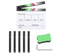 Clap de Cinéma,Acrylique Film Clapper,Clap Cinéma Film 25x30cm,Cinema Decoration,avec Marqueur,Effaceur Tableau Blanc,Film Coupe Prop pour Production Vidéo,TV,Action Cut Clapper