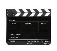 Clap de Cinéma en Acrylique 30x25cm, Plateau à Rayures Blanches et Noires - Son Net et Puissant, Écriture Effaçable, Accessoire Pour Films et Photographie (Tableau noir à rayures blanches (PAV1BBE))