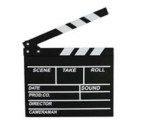 Clap de Cinéma en Bois Noir 20x20cm, Ardoise Effaçable à Sec, Accessoire Réalisateur pour Studio