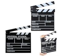 Clap de Cinéma,Générique Clap de Cinéma Noir et Blanc 18 x 20 cm,Clapper Board,Clap Réalisateur et Marqueur,Cinema Decoration,Film Coupe Prop pour Production Vidéo,TV,Action Cut Clapper,2pcs