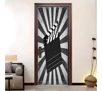 Clap De CinéMa RéTro Sticker Porte Décoration PVC étanche Autocollant, Auto-adhésif Autocollant Porte Affiche Noir Et Blanc pour Cuisine Chambre Salle de Bain Papier Peint 73x205 cm