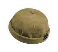 CLAPE Bonnet Docker sans Visière Marin Miki Rolled Cuff Brimless Hat Breton en Coton Casquette Docker Réglable