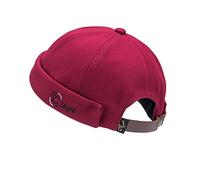 CLAPE Bonnet Homme sans Visiere Bonnet de Docker en Coton Rolled Cuff Brimless Cap Bonnet Miki Breton Beanie Skullcap Red OG01